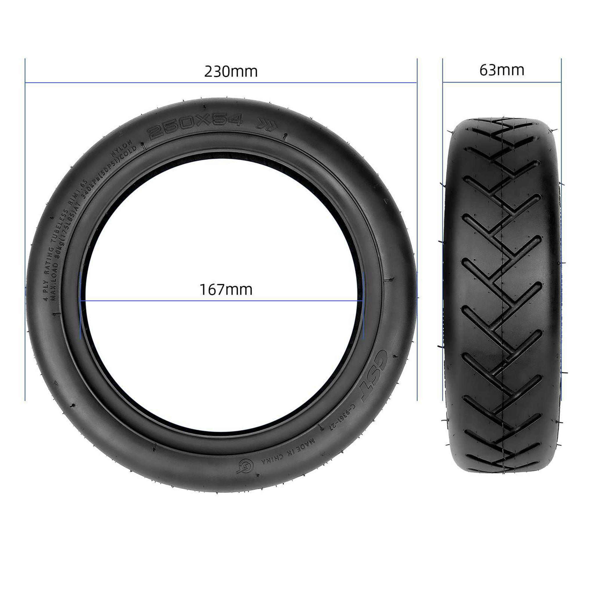 CST Reifen Mantel 10 Zoll 250x54 Schlauchlos mit Pannenschutz-2