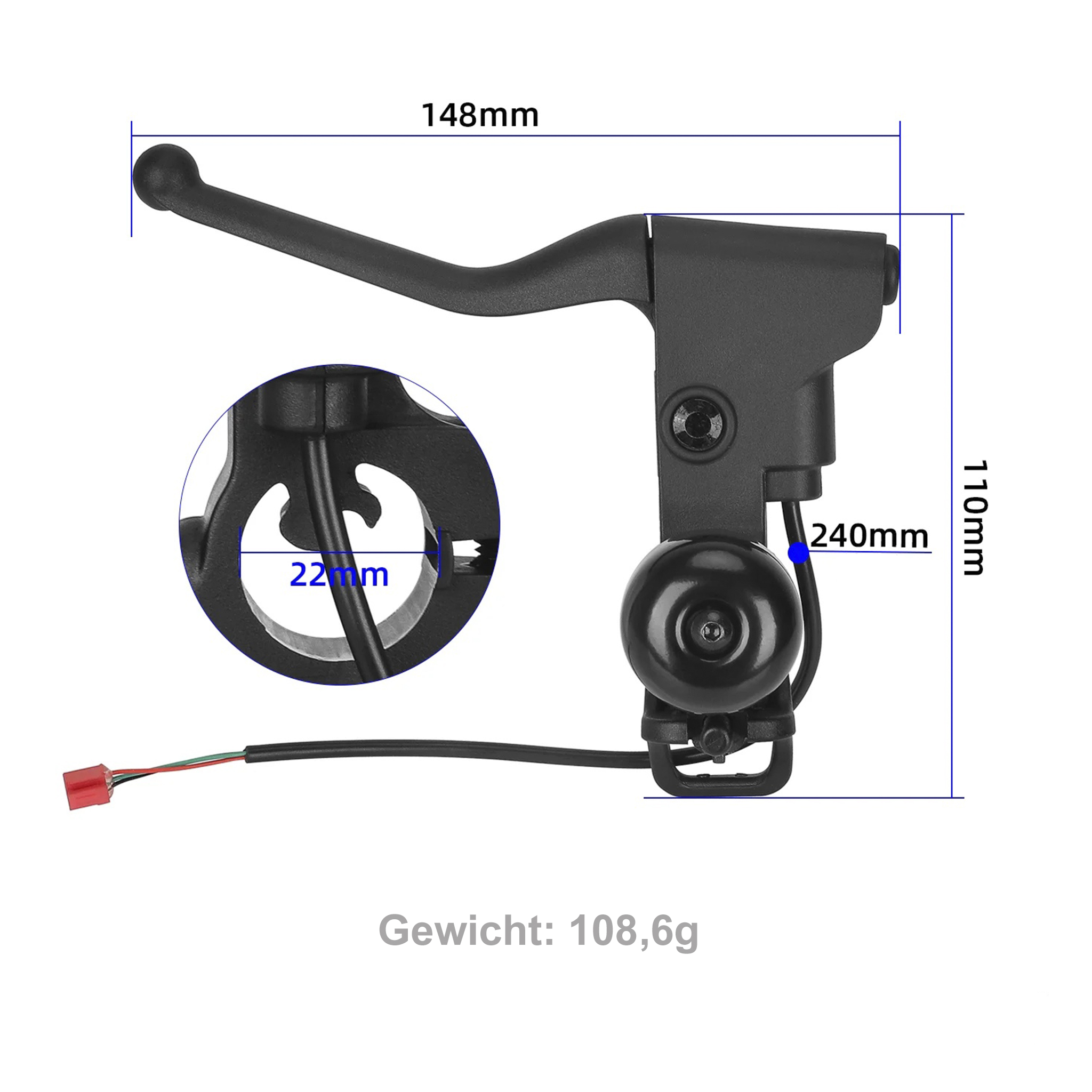 Original Bremshebel mit Klingel für XIAOMI Electric Scooter 4 Lite (2nd Gen), 5 Plus-1