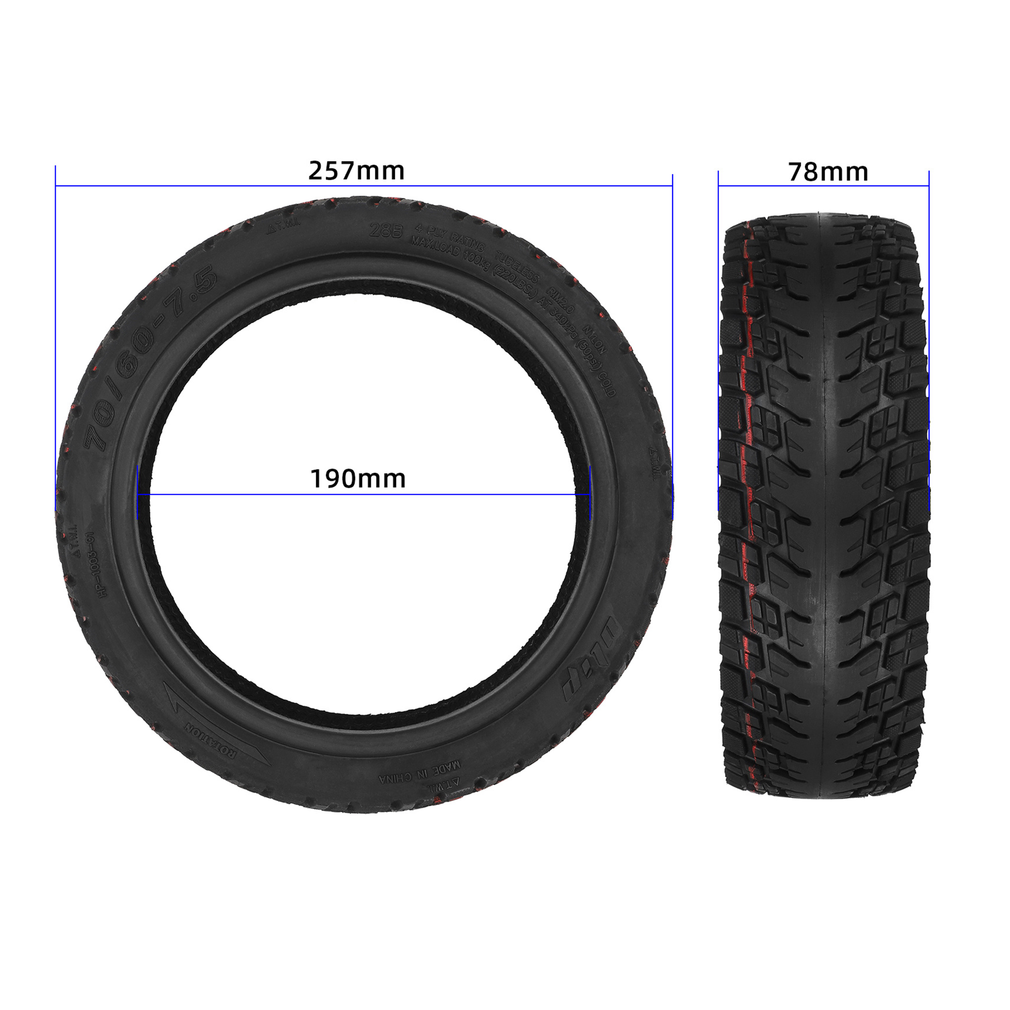 Ulip Reifen für Ninebot Max G3, ZT3 Pro 70/60-7,5 schlauchlos mit Pannenschutz-1
